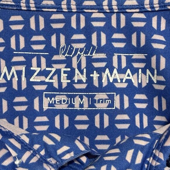 Mizzen + Main Polo Shirt Men’s MED Phil Mickelson Geometric AOP Performance Trim - Picture 4 of 9